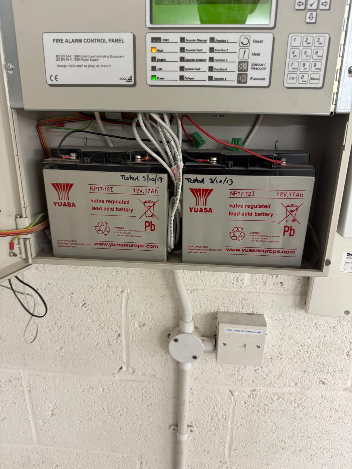fire alarm panel battery replacement london