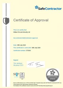 Safe Contractor Certified Willow Fire and Security