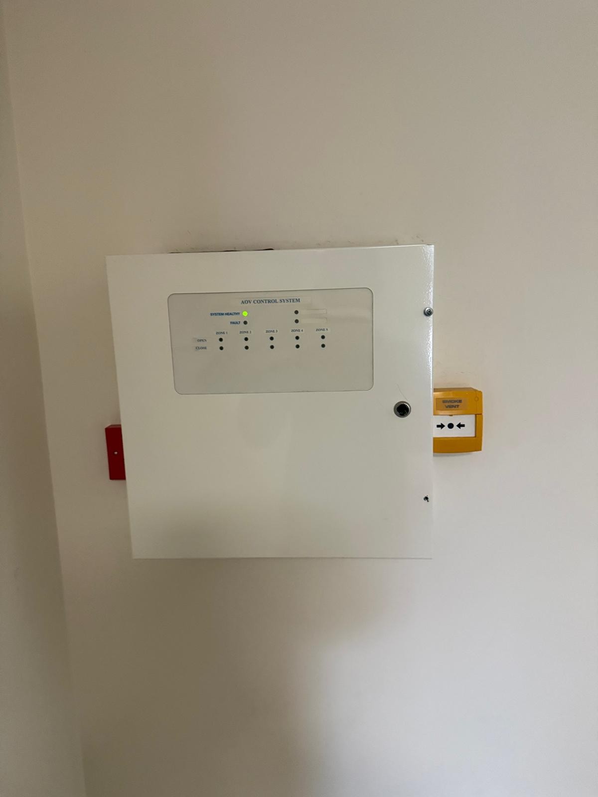 AOV control panel during AOV maintenance in Ilford, Essex