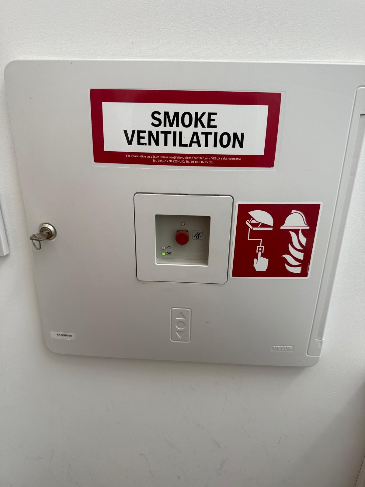 Smoke vent control equipment checked during maintenance in Dartford