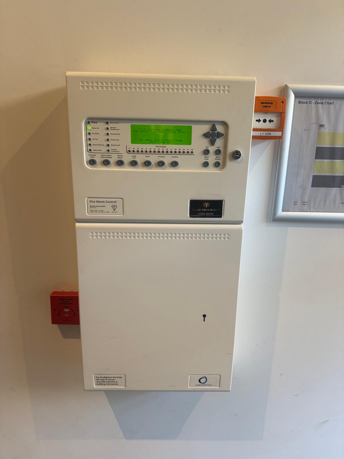 Control panel restored after mechanical AOV fan panel remedial work in East London